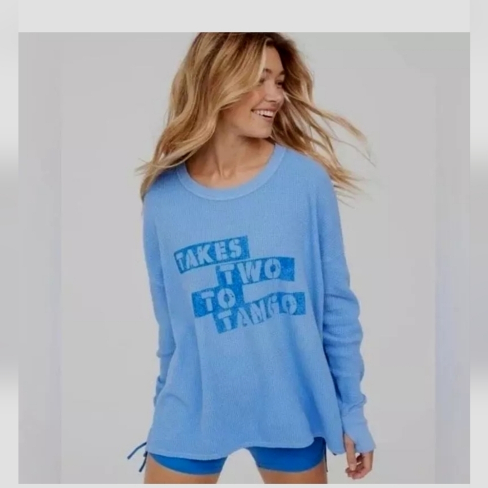 2535)Offline by Aerie 'Take Two To Tango's Waffle Knit Long Sleeve Thermal Top S